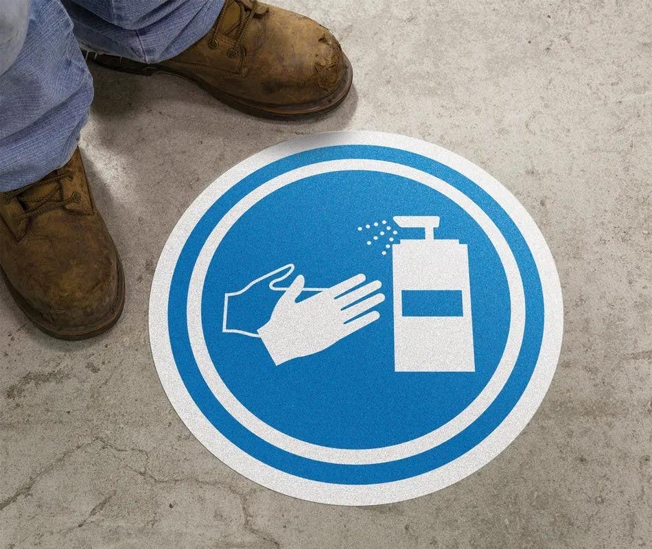 AccuformNMC MFS44 Slip-Gard, Floor Sign, Sanitize Hands Symbol