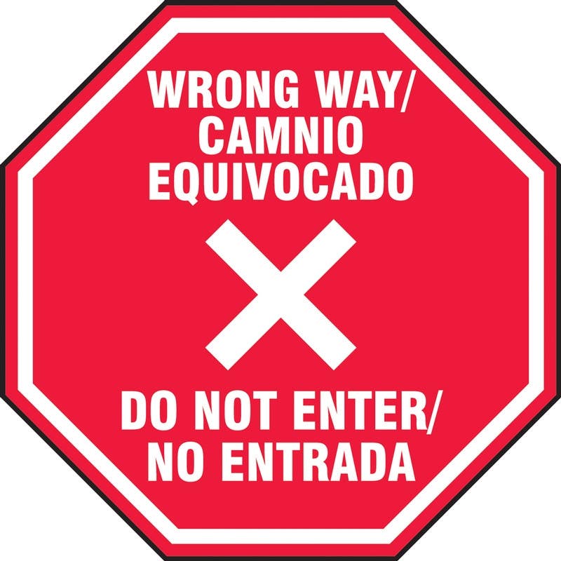 AccuformNMC MFS46 Slip-Gard, Floor Sign, Wrong Way Do Not Enter (In Octagon Shape)