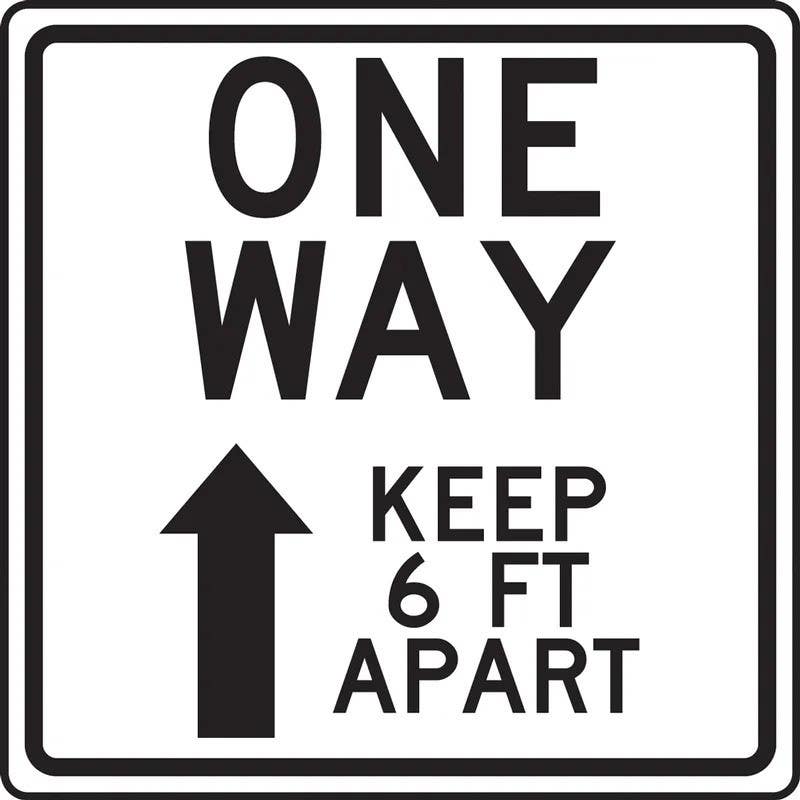 AccuformNMC MFS48 Slip-Gard, Floor Sign, One Way Keep 6 Ft Apart (With Up Arrow)