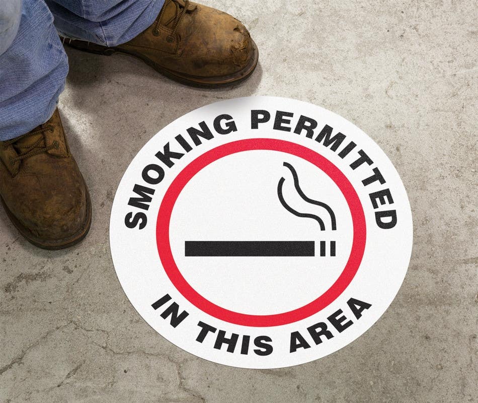 AccuformNMC MFS Slip-Gard, Floor Sign, Smoking Permitted In This Area