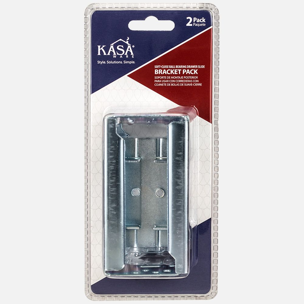 Hardware Resources KFSBSRB-A-2 KasaWare Soft-Close Ball Bearing Drawer Slide Rear Mounting Bracket