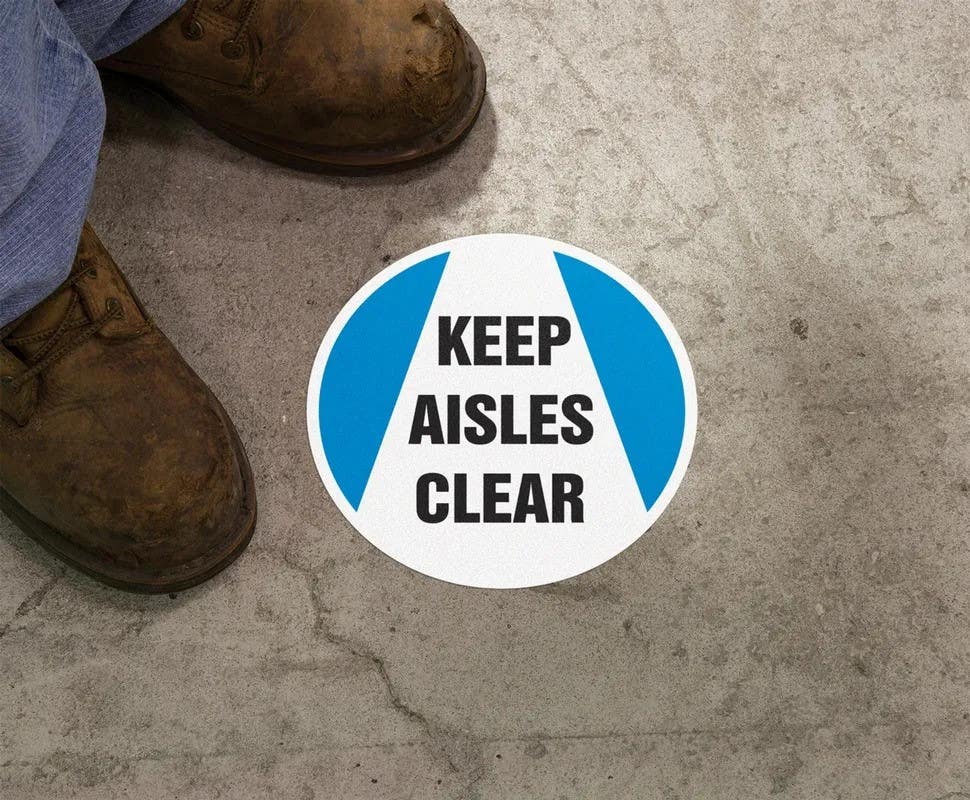 AccuformNMC MFS Slip-Gard, Floor Sign, Keep Aisles Clear