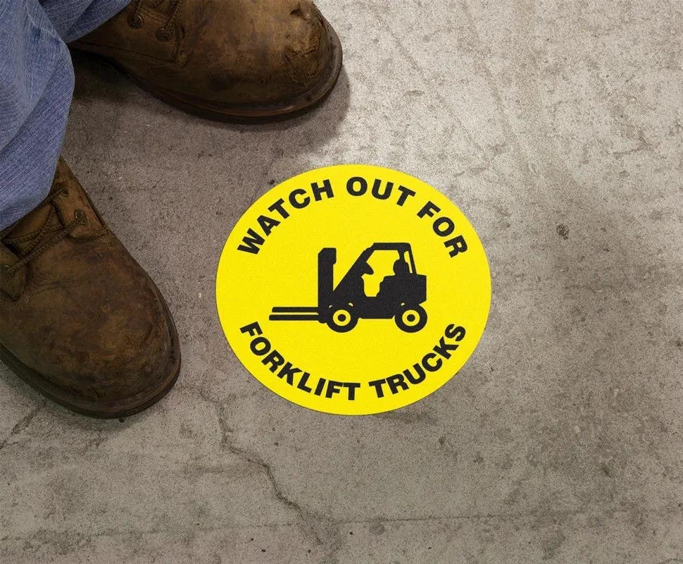 AccuformNMC MFS Slip-Gard, Floor Sign, Watch Our For Forklift Trucks