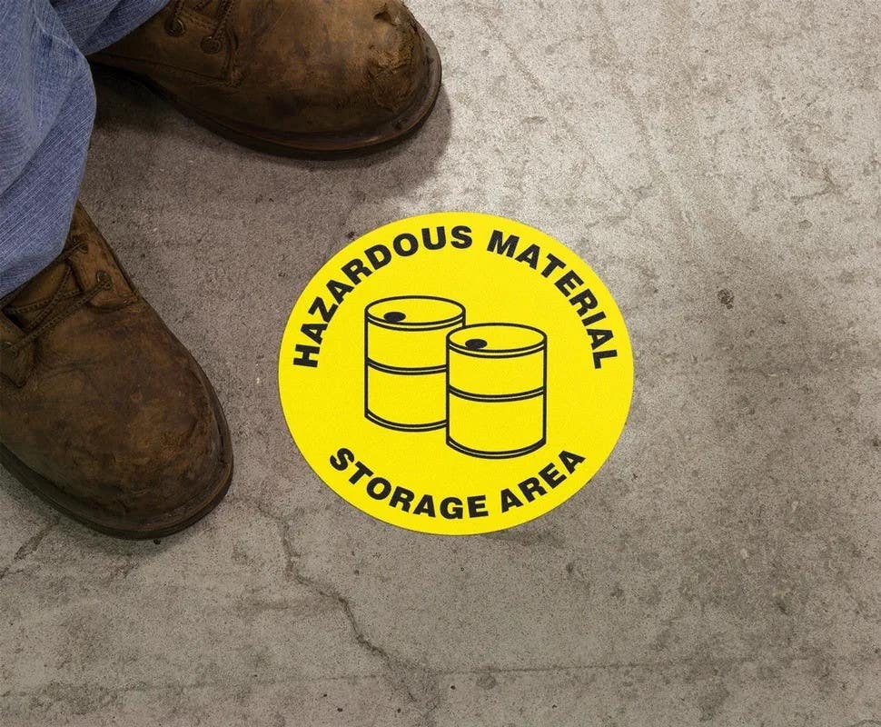 AccuformNMC MFS Slip-Gard, Floor Sign, Hazardous Material Storage Area