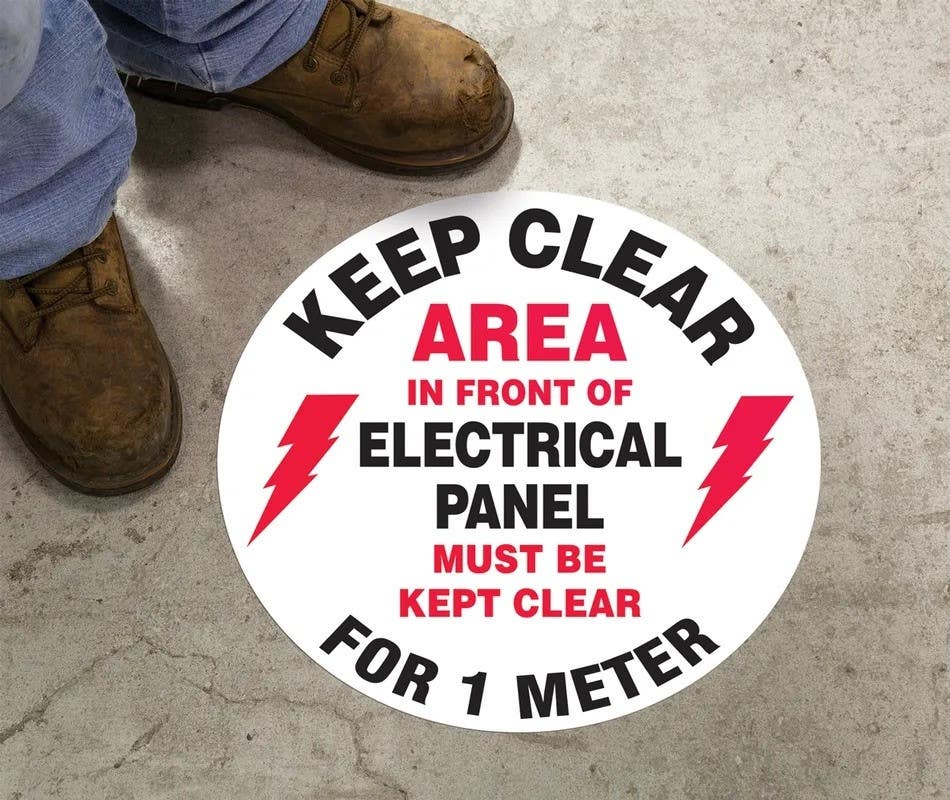 AccuformNMC MFS Slip-Gard, Floor Sign, Keep Clear, Area In Front Of Electrical Panel Must Be Kept Clear For 1 Meter