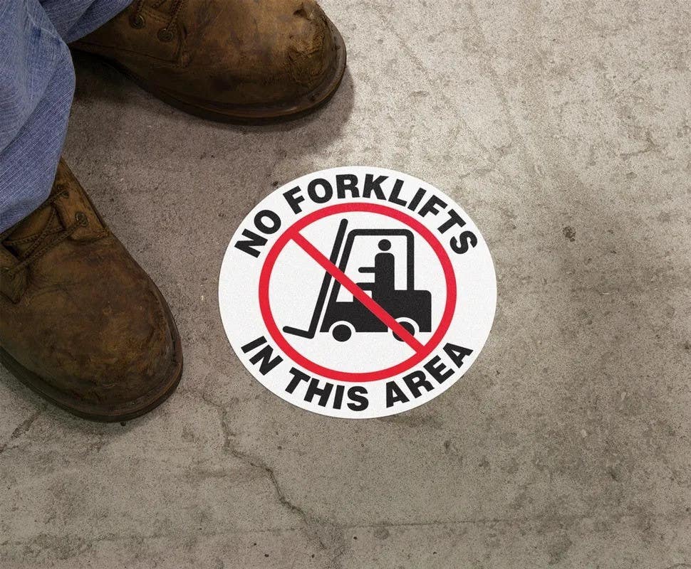AccuformNMC MFS Industrial Traffic Floor Sign, No Forklifts In This Area