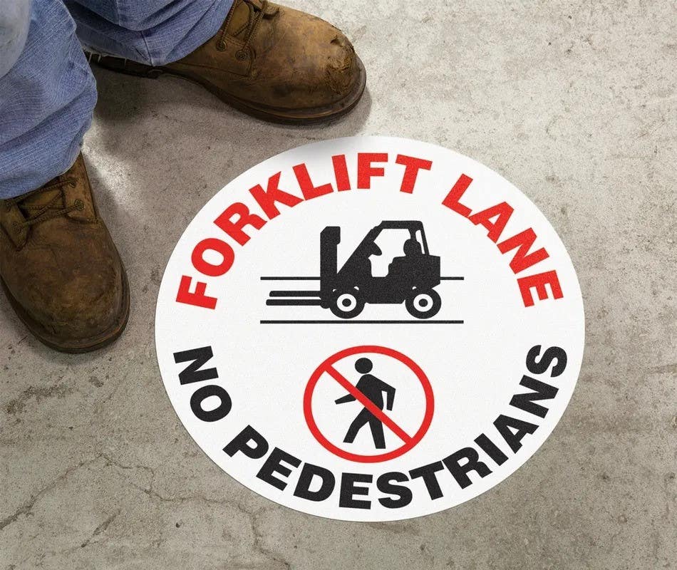 AccuformNMC MFS Slip-Gard, Floor Sign, Forklift Lane, No Pedestrians