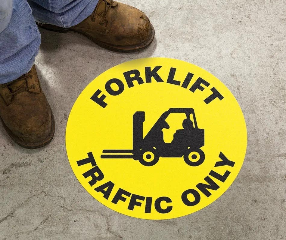 AccuformNMC MFS Slip-Gard, Floor Sign, Forklift Traffic Only