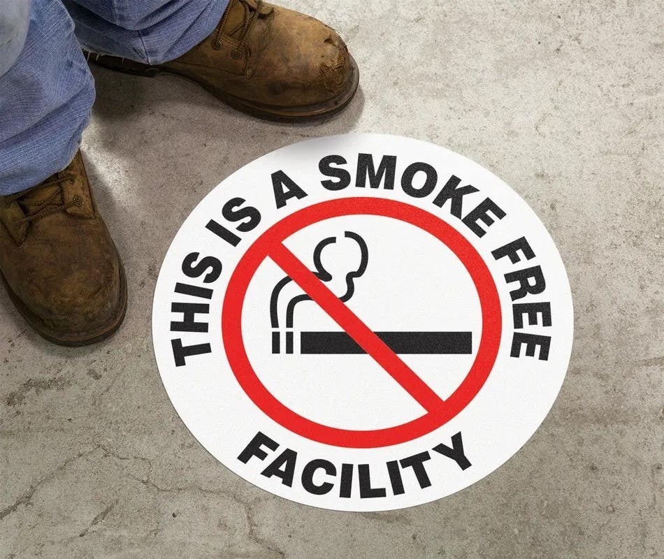 AccuformNMC MFS Slip-Gard, Floor Sign, This Is A Smoking Free Facility