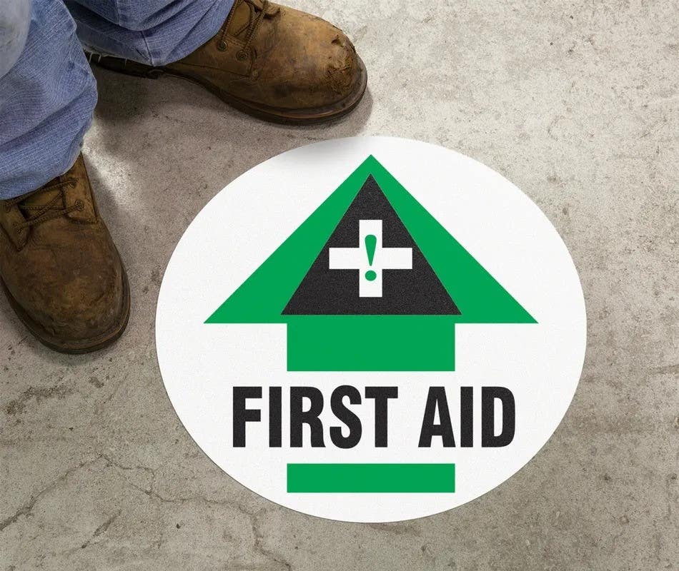 AccuformNMC MFS Slip-Gard, Floor Sign, First Aid