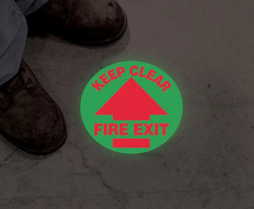 AccuformNMC MFS Glow-In-The-Dark Slip-Gard, Floor Sign, Keep Clear, Fire Exit