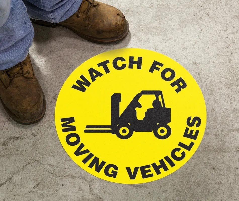 AccuformNMC MFS Slip-Gard, Floor Sign, Watch For Moving Vehicles