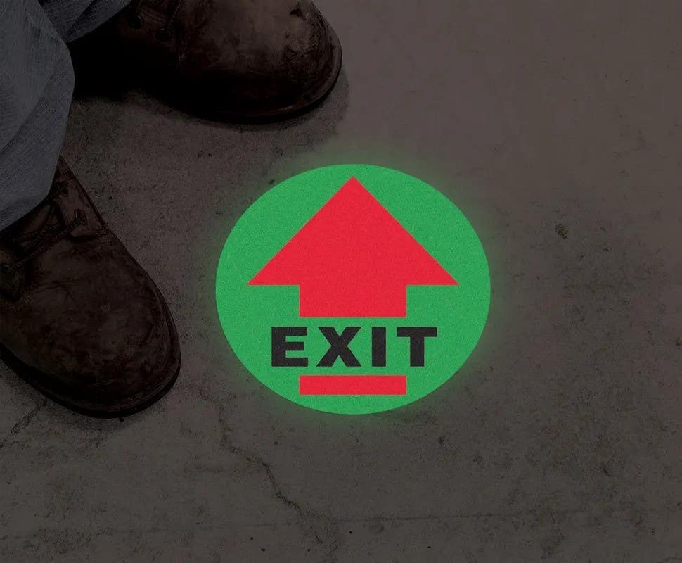 AccuformNMC MFSG17 Glow-In-The-Dark Slip-Gard, Floor Sign, Exit (Arrow)