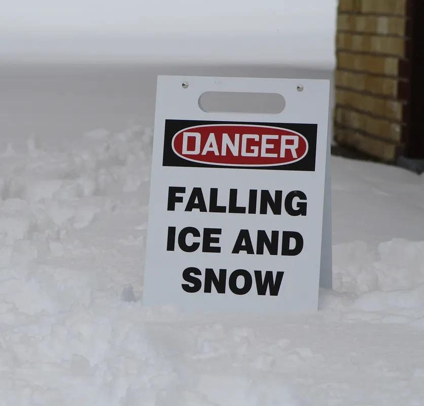 AccuformNMC PFR124 OSHA Danger Fold-Ups Floor Sign, Falling Ice And Snow, 20" H x 12" W