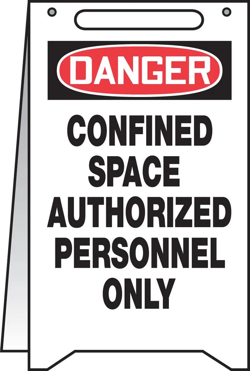 AccuformNMC PFR134 OSHA Danger Fold-Ups Floor Sign, Confined Space, Authorized Personnel Only, 20" H x 12" W