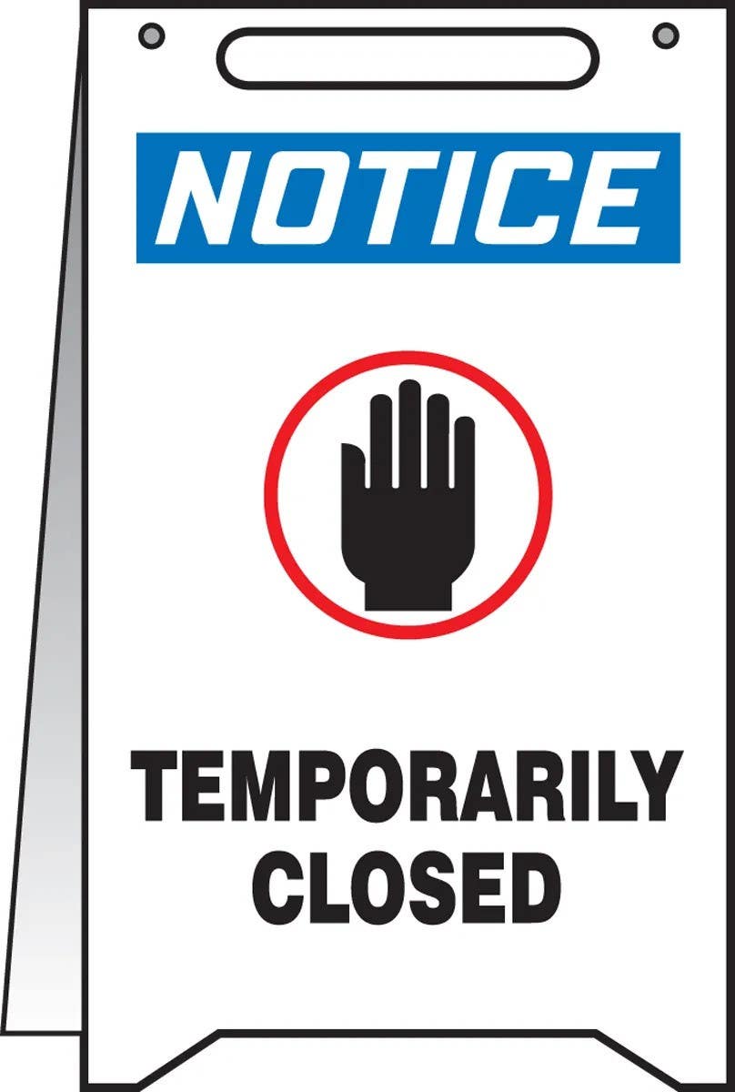 AccuformNMC PFR636 OSHA Notice Fold-Ups Floor Sign, Temporarily Closed, 20" H x 12" W