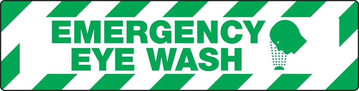 AccuformNMC PSD404 Skid-Gard Floor Sign, Emergency Eye Wash, 6" H x 24" W