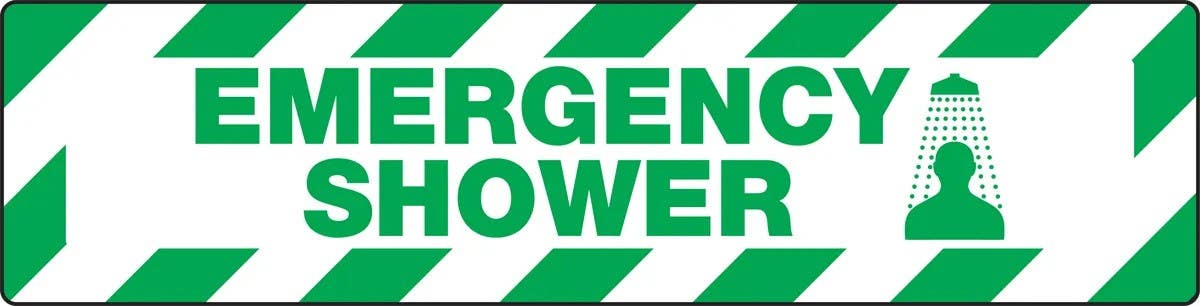 AccuformNMC PSD408 Skid Gard Floor Sign, Emergency Shower, 6" H x 24" W