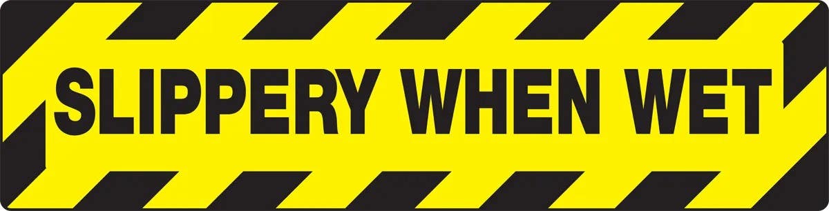 AccuformNMC PSD612 Skid Gard Floor Sign, Slippery When Wet, 6" H x 24" W