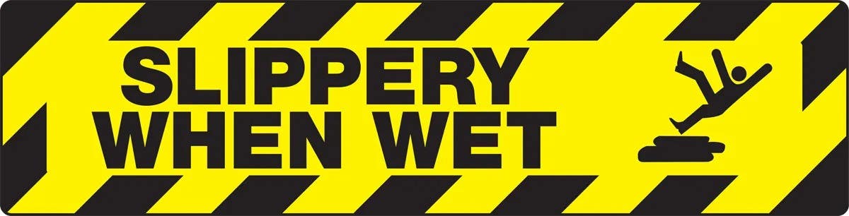 AccuformNMC PSD614 Skid Gard Floor Sign, Slippery When Wet w/ Graphic, 6" H x 24" W