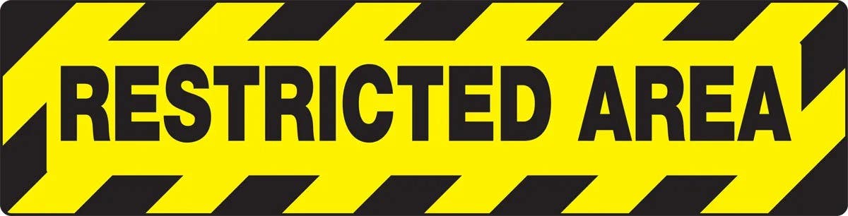 AccuformNMC PSD631 Skid-Gard Floor Sign, Restricted Area, 6" H x 24" W