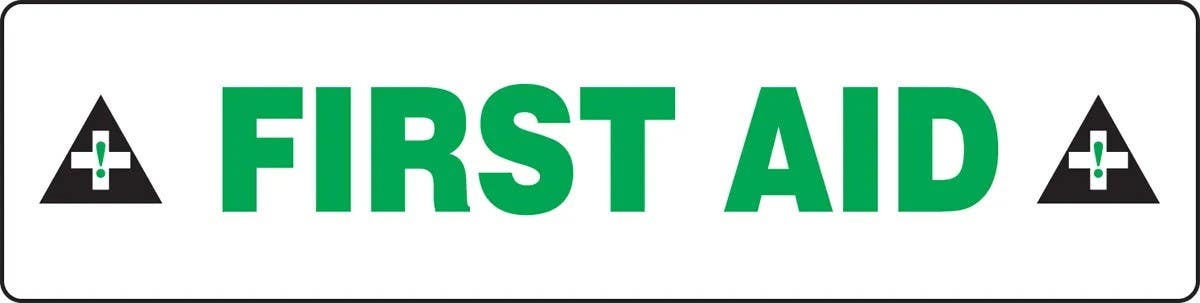 AccuformNMC PSR267 Slip-Gard, Border Floor Sign, First Aid, 6" H x 24" W