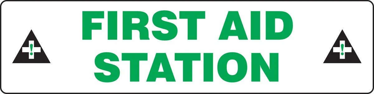 AccuformNMC PSR269 Slip-Gard, Border Floor Sign, First Aid Station, 6" H x 24" W