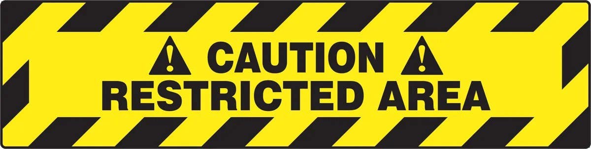 AccuformNMC PSR270 Slip-Gard, Border Floor Sign, Caution Restricted Area, 6" H x 24" W