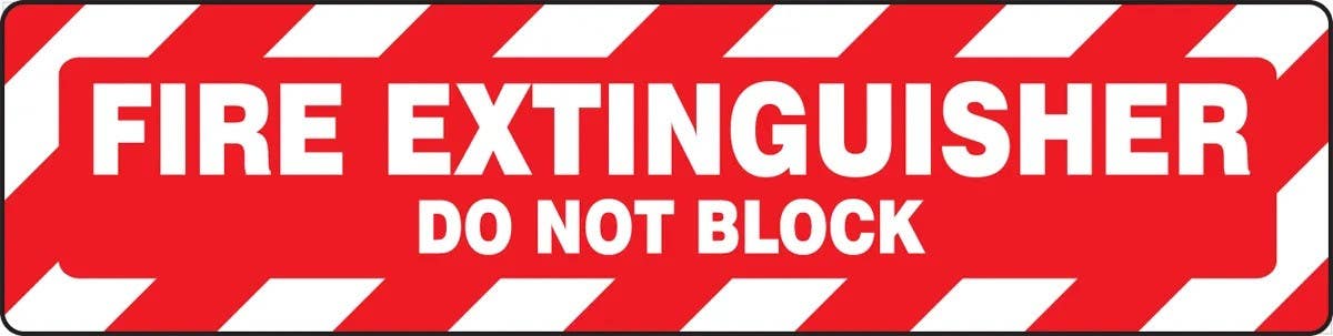 AccuformNMC PSR273 Slip-Gard, Step-Style Floor Sign, Fire Extinguisher, Do Not Block, 6" H x 24" W