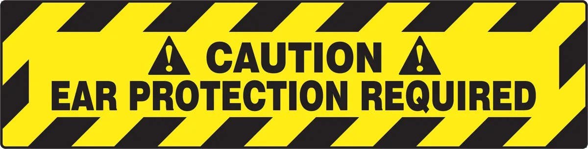 AccuformNMC PSR276 Slip-Gard, Border Floor Sign, Caution, Ear Protection Required, 6" H x 24" W