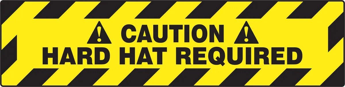 AccuformNMC PSR280 Slip-Gard, Border Floor Sign, Caution, Hard Hat Required, 6" H x 24" W