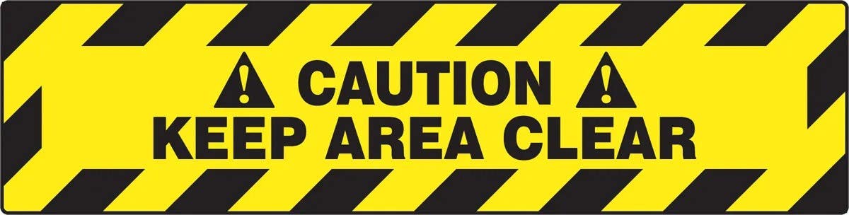AccuformNMC PSR282 Slip-Gard, Border Floor Sign, Caution, Keep Area Clear, 6" H x 24" W