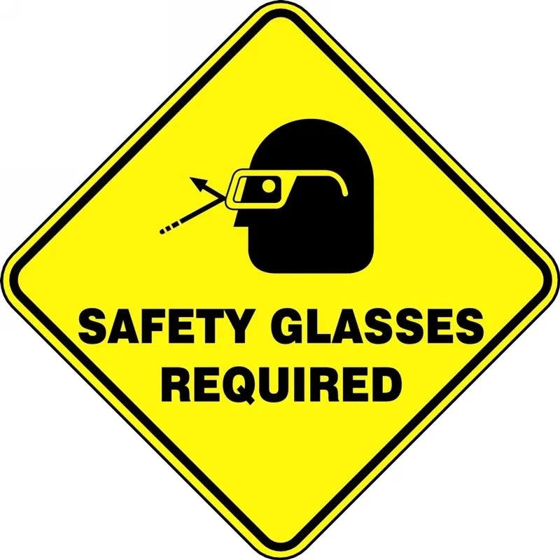 AccuformNMC PSR418 Slip-Gard, Diamond Floor Sign, Safety Glasses Required, 17"