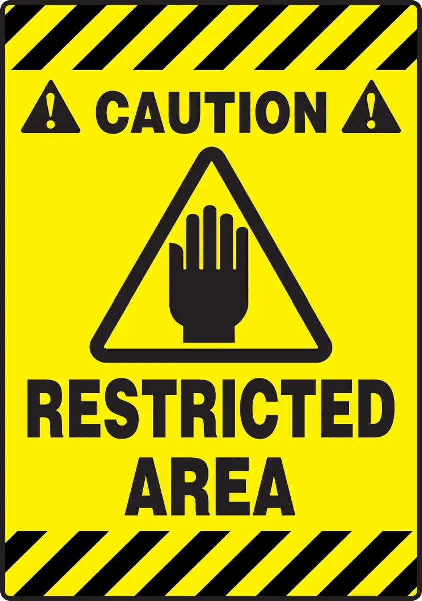 AccuformNMC PSR628 Slip-Gard, Border Floor Sign, Caution, Restricted Area, 20" H x 14" W