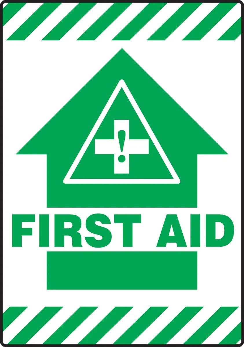 AccuformNMC PSR630 Slip-Gard, Border Floor Sign, First Aid, 20" H x 14" W