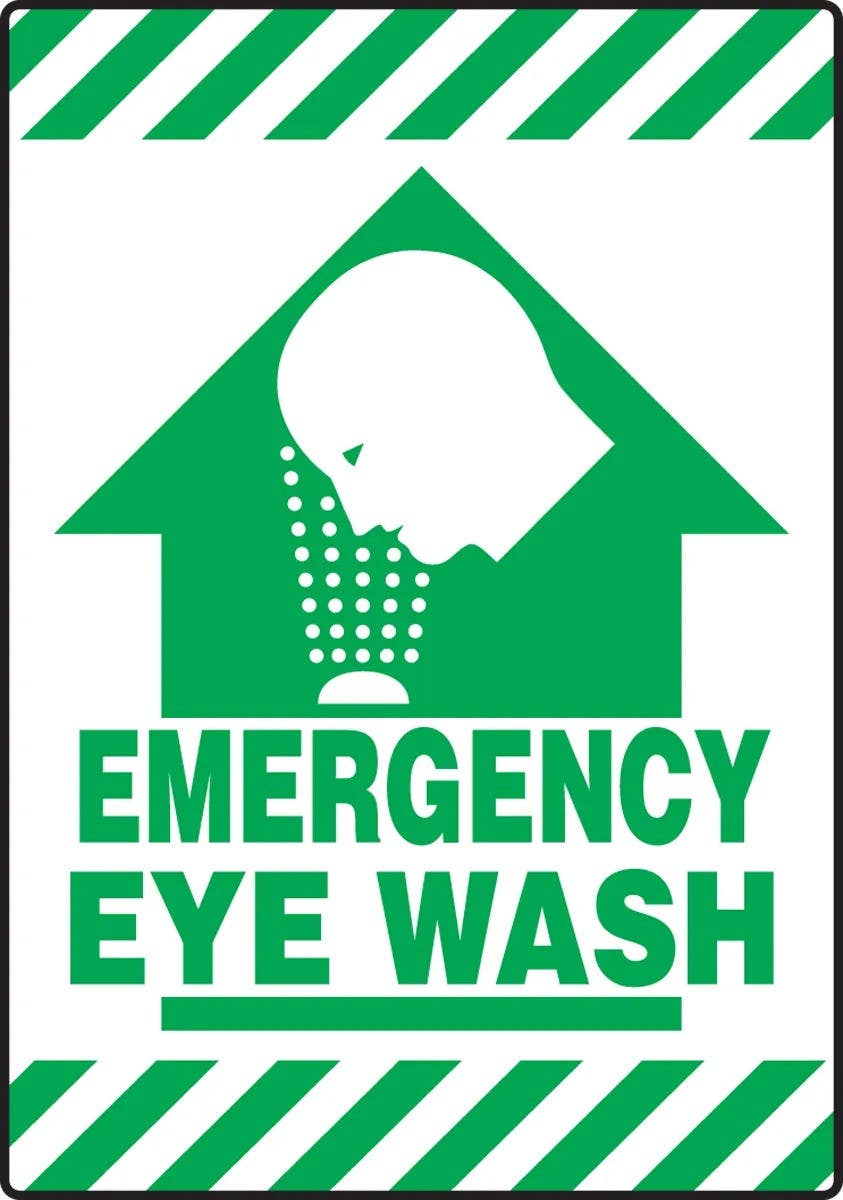 AccuformNMC PSR633 Slip-Gard, Border Floor Sign, Emergency Eye Wash, 20" H x 14" W
