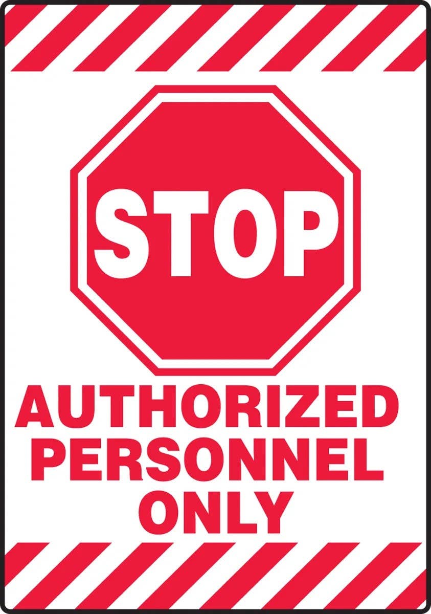 AccuformNMC PSR680 Slip-Gard, Mat-Style Floor Sign, Stop, Authorized Personnel Only, 20" H x 14" W