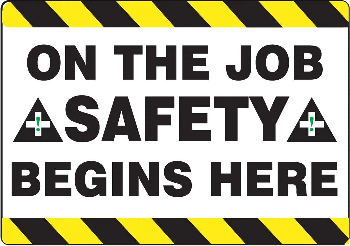 AccuformNMC PSR730 Slip-Gard, Safety Floor Sign, On The Job Safety Begins Here, 14" H x 20" W
