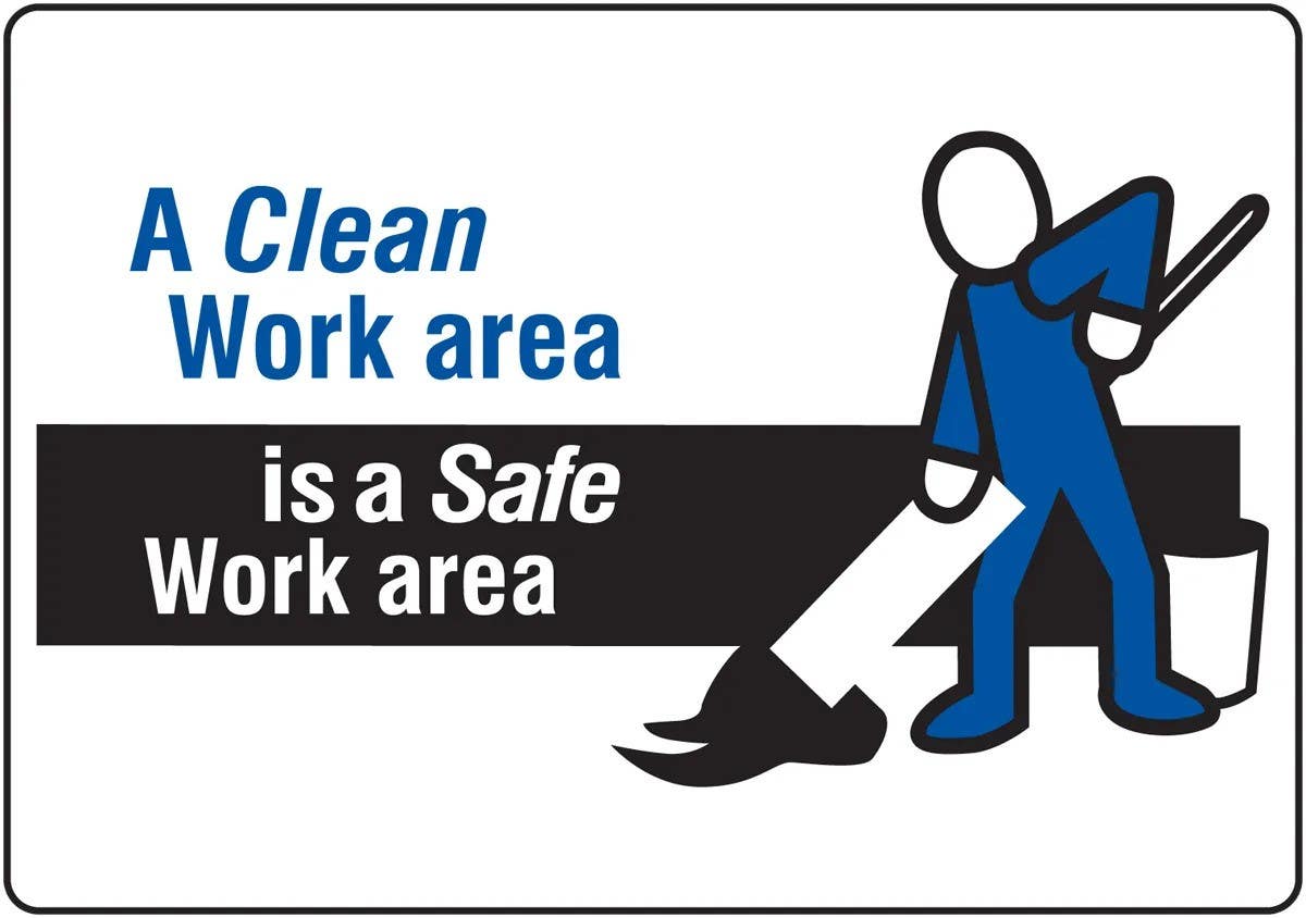 AccuformNMC PSR732 Slip-Gard, Safety Floor Sign, A Clean Work Area Is A Safe Work Area, 14" H x 20" W
