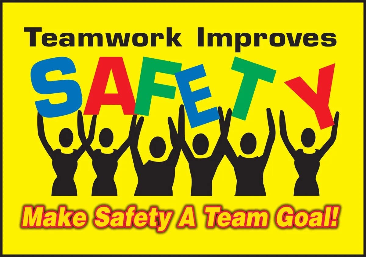 AccuformNMC PSR738 Slip-Gard, Motivational Floor Sign, Teamwork Improves Safety, Make Safety A Team Goal, 14" H x 20" W