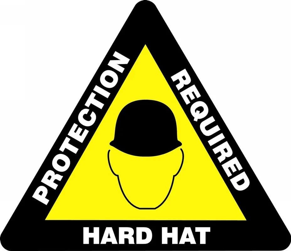 AccuformNMC PSR834 Slip-Gard, Triangle Floor Sign, Hard Hat Protection Required, 17"
