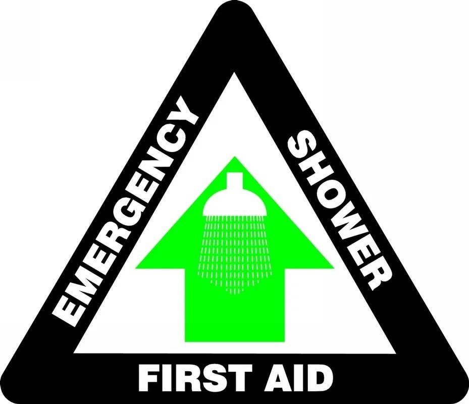 AccuformNMC PSR842 Slip-Gard, Triangle Floor Sign, Emergency Shower First Aid, 17"