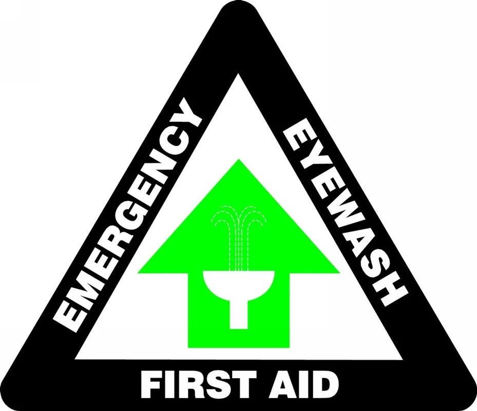 AccuformNMC PSR844 Slip-Gard, Triangle Floor Sign, Emergency Eyewash, First Aid, 17"