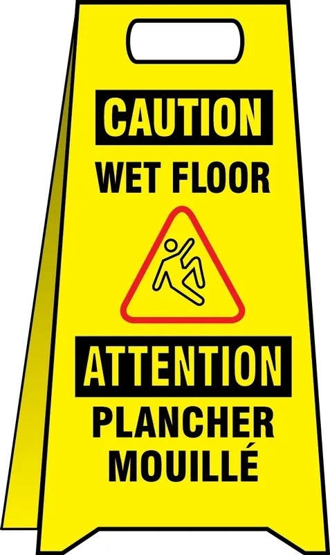 AccuformNMC FBPFW424 Bilingual OSHA Caution 2 X Fold-Ups Sign, Wet Floor, 25" H x 12" W