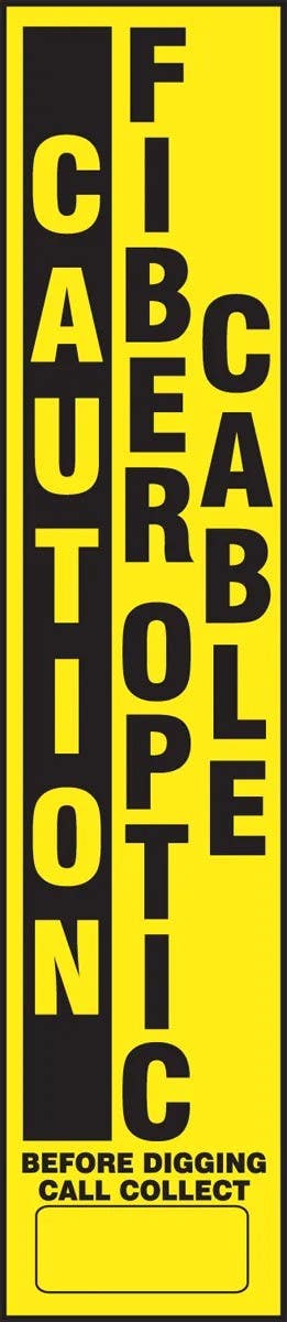 AccuformNMC FMK336 Caution Utility Line-Marking Label, Fiber Optic Cable, Adhesive Dura-Vinyl, 14" H x 3" W