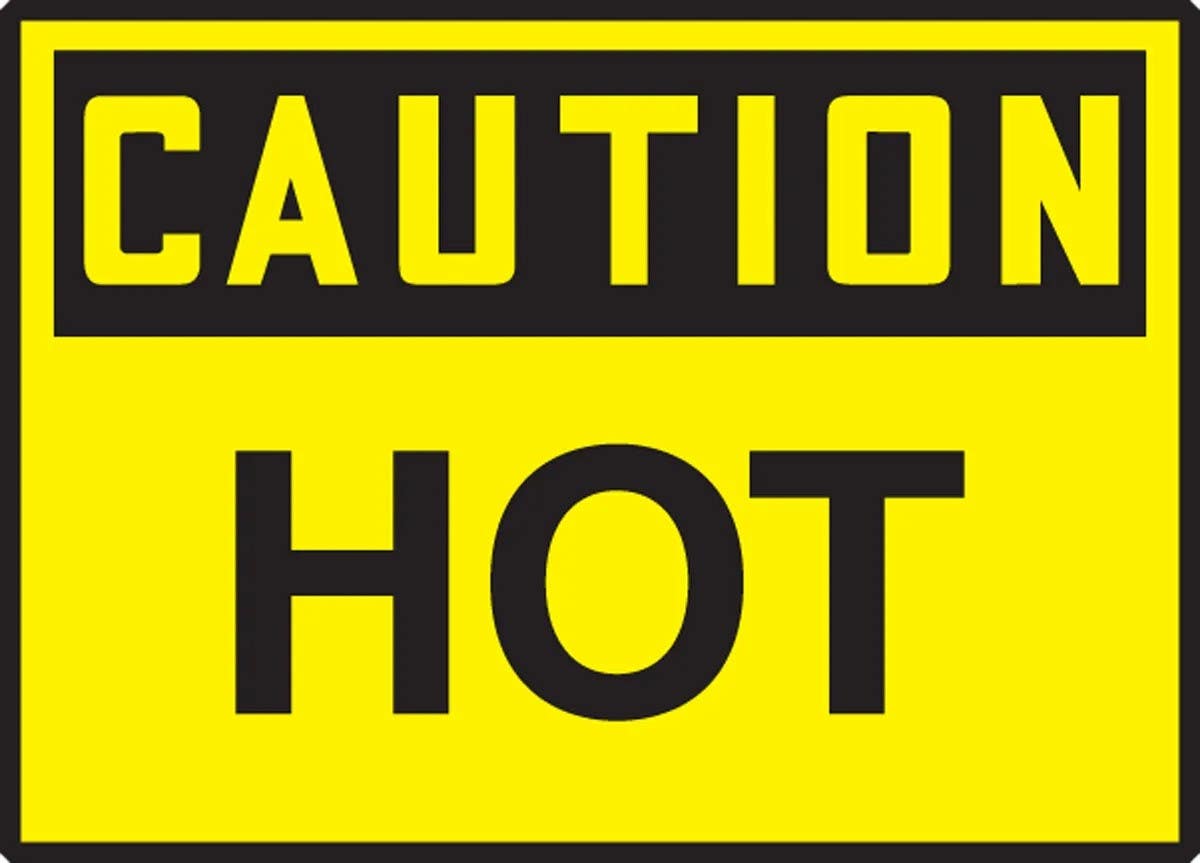 AccuformNMC LCHL675 OSHA Caution Safety Label, Hot, 3-1/2" H x 5" W, 5/Pk