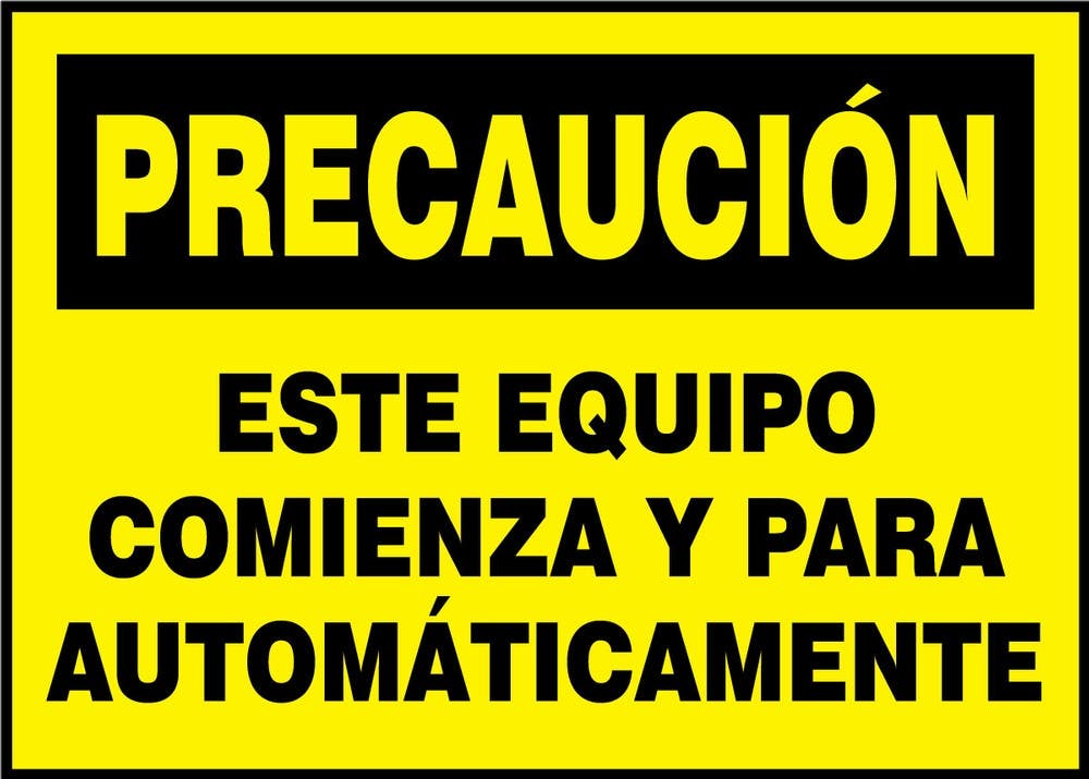AccuformNMC LEQM782VSP OSHA Caution Equipment Safety Label, This Equipment Start..., Adhesive Vinyl, 3-1/2" H x 5" W, 5/Pk