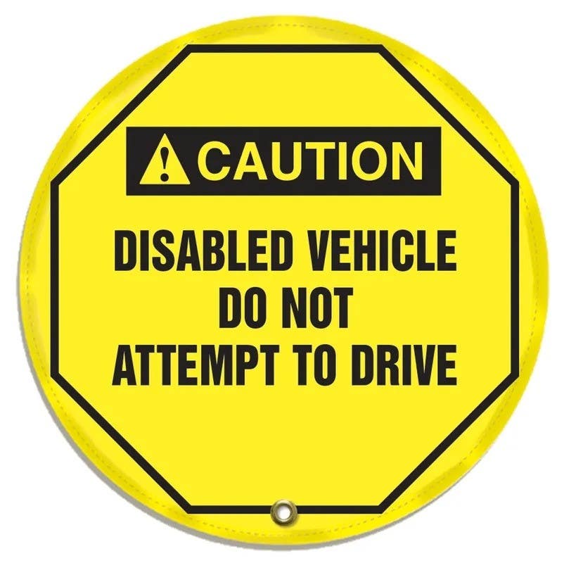 AccuformNMC KDD7 ANSI Caution Safety Steering Wheel Cover, Disabled Vehicle Do Not Attempt To Drive