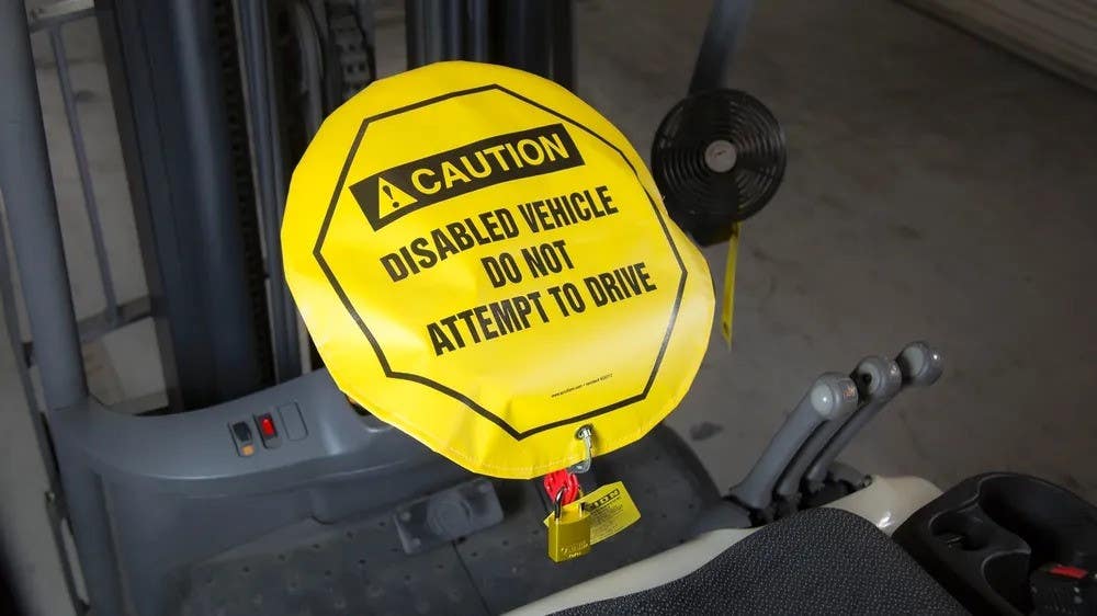 AccuformNMC KDD8 OSHA Caution Steering Wheel Message Cover, Disabled Vehicle Do Not Attempt To Drive