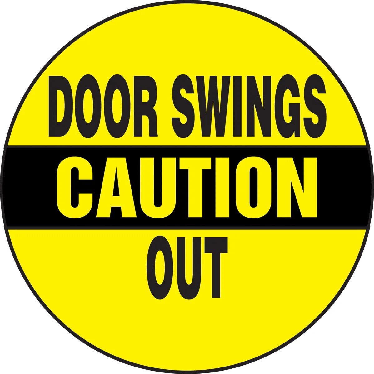 AccuformNMC LABR617VSP Caution Safety Label, Door Swings Out, Adhesive Vinyl, 6" x 6", 5/Pk